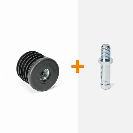 Round insert for castors + threaded stem (M10)