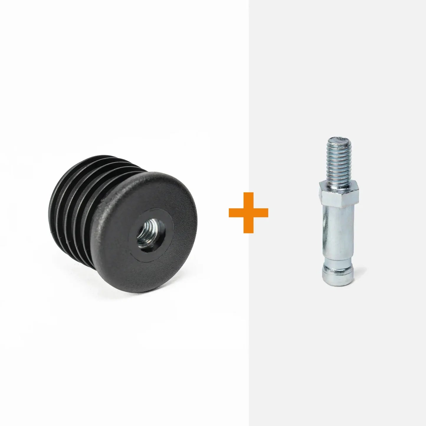 Round insert for castors + threaded stem (M8)