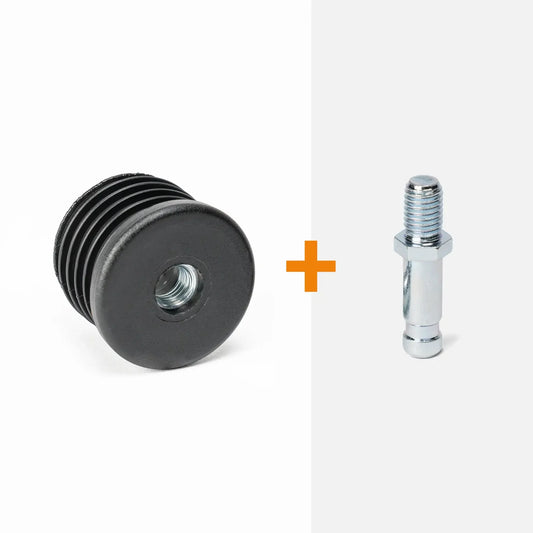 Round insert for castors + threaded stem (M10)