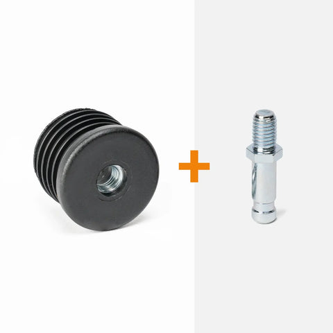 Round insert for castors + threaded stem (M10)